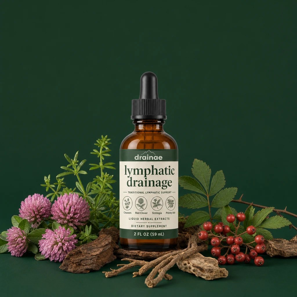 Drainae drops with cleavers, red clover, stillingia and prickly ash