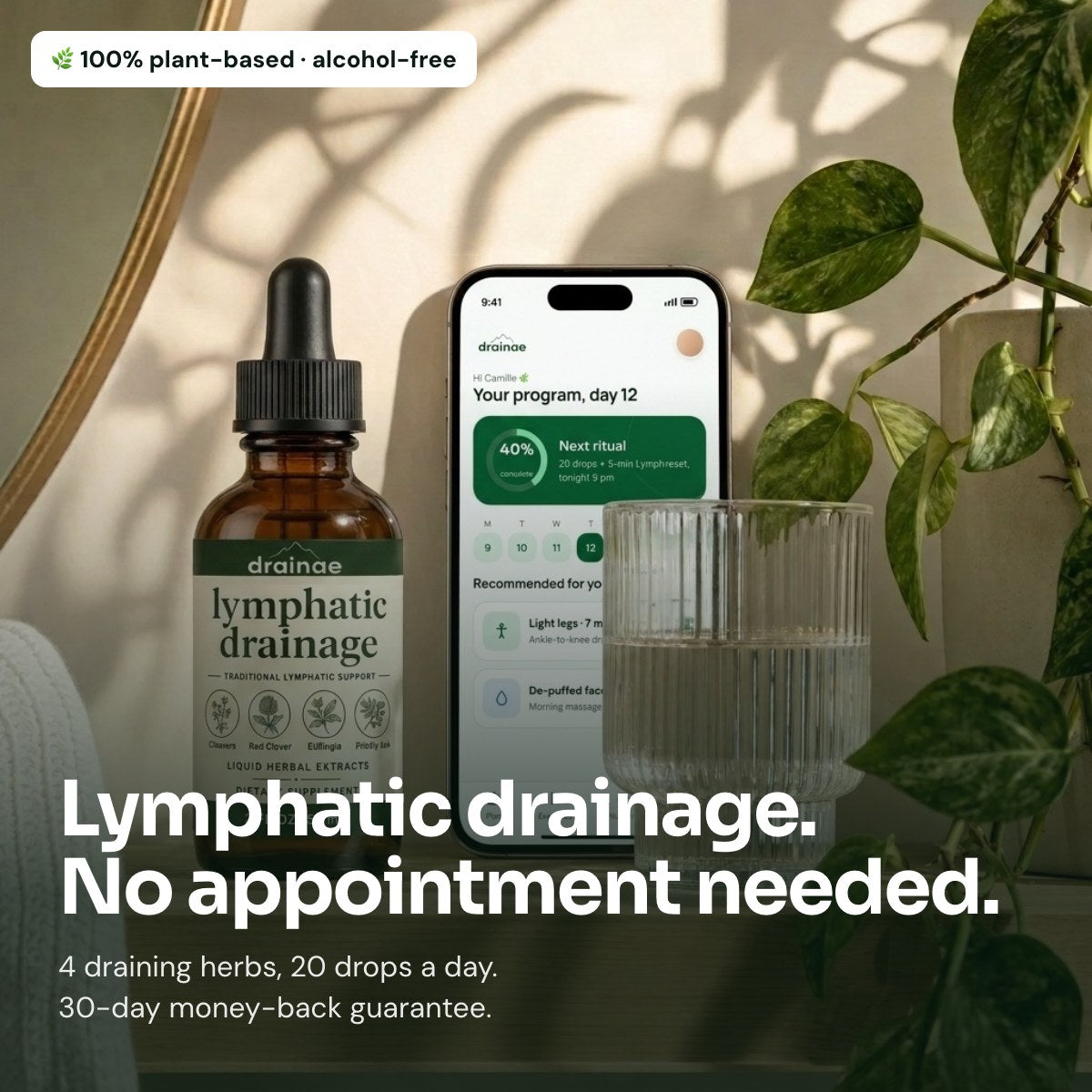 Drainae bottle and companion app: lymphatic drainage, no appointment needed